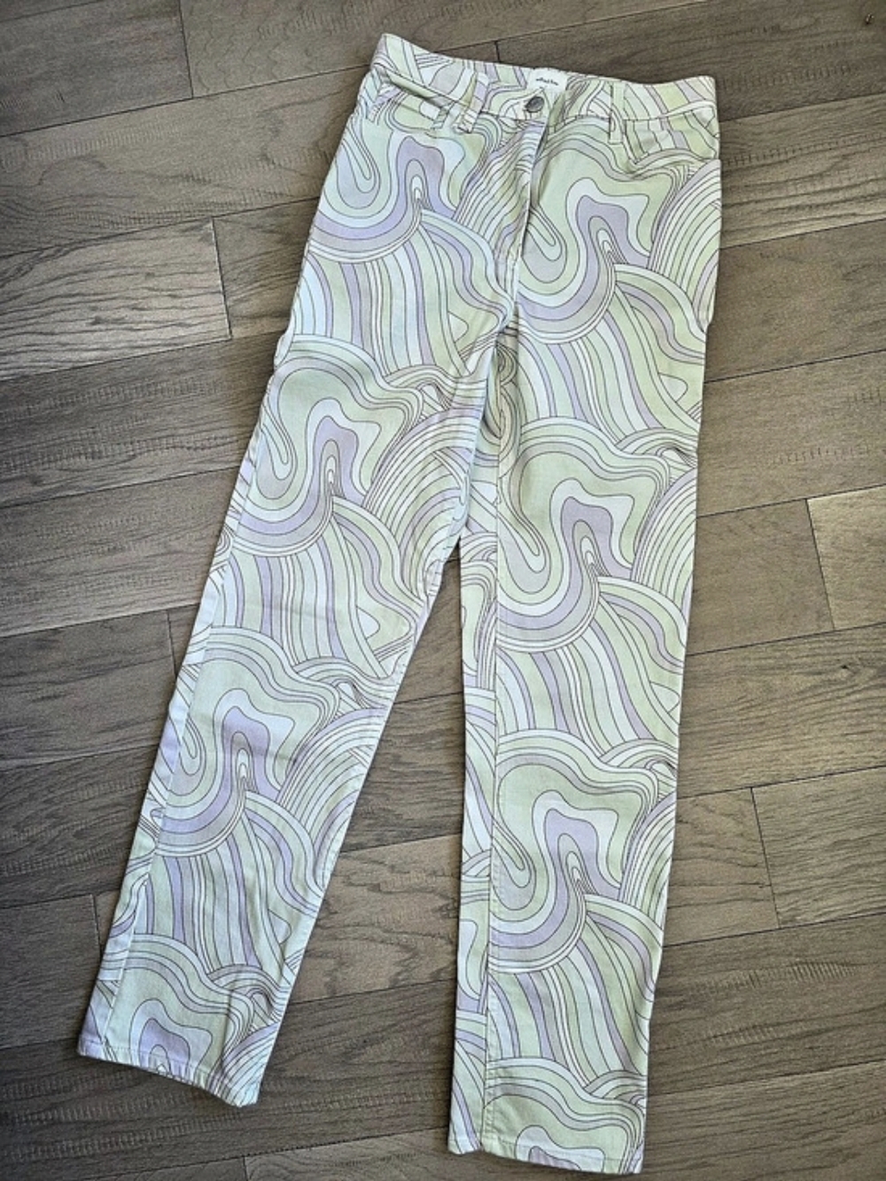 wilfred Free Abstract Straight-Leg Pants Green Purple Size 2